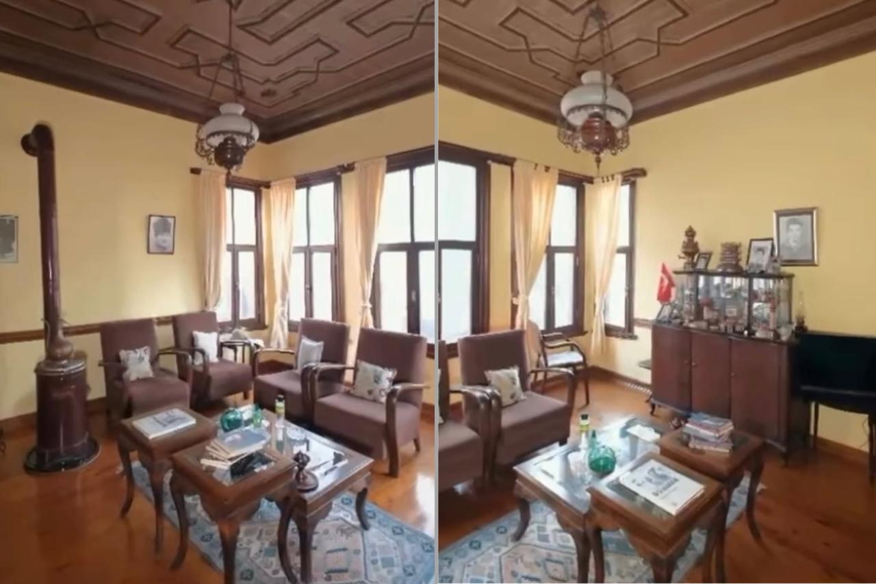 Interior views of the house where Turkish poet Orhan Veli Kanik was born in 1914, Istanbul, Türkiye, February 16, 2026. (Photo via Instagram / @adilbali)