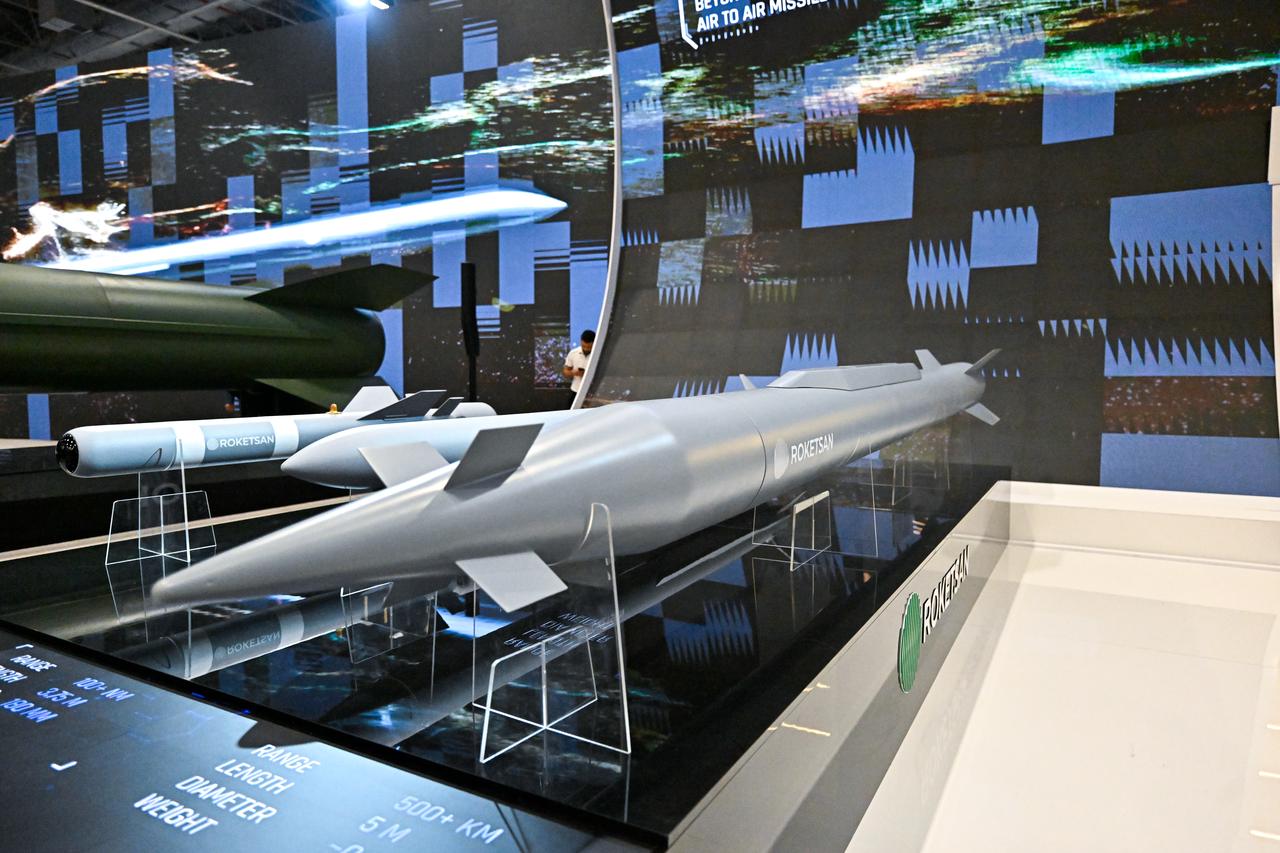 Roketsan-produced 300 ER aeroballistic missile on display at IDEF 2025 in Istanbul, Türkiye, July 2025. (AA Photo)