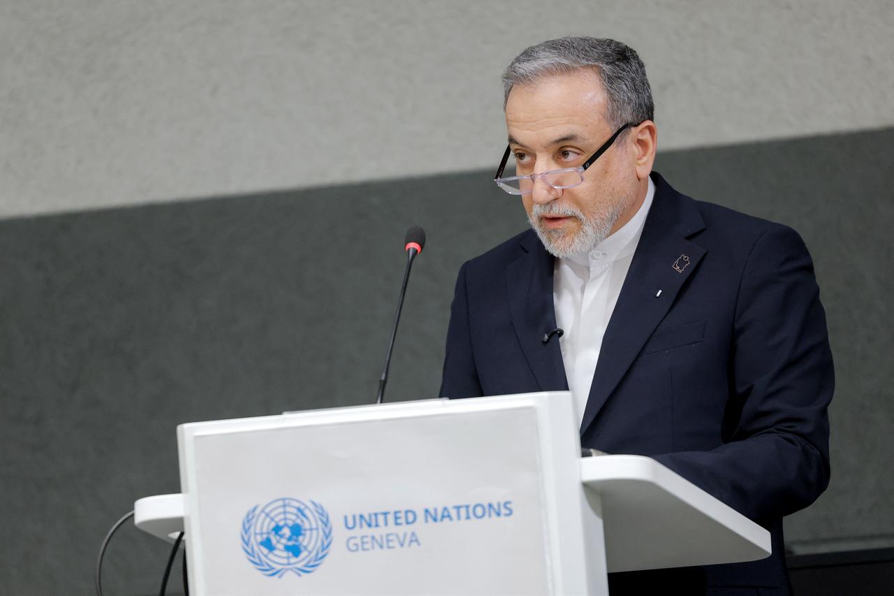 Iran's Foreign Minister Abbas Araghchi delivers a speech during a session of the United Nations Conference on Disarmament, on the sideline of a second round of US-Iranian talks with Washington pushing Tehran to make a deal to limit its nuclear programme, in Geneva, on Feb. 17, 2026. (AFP Photo)