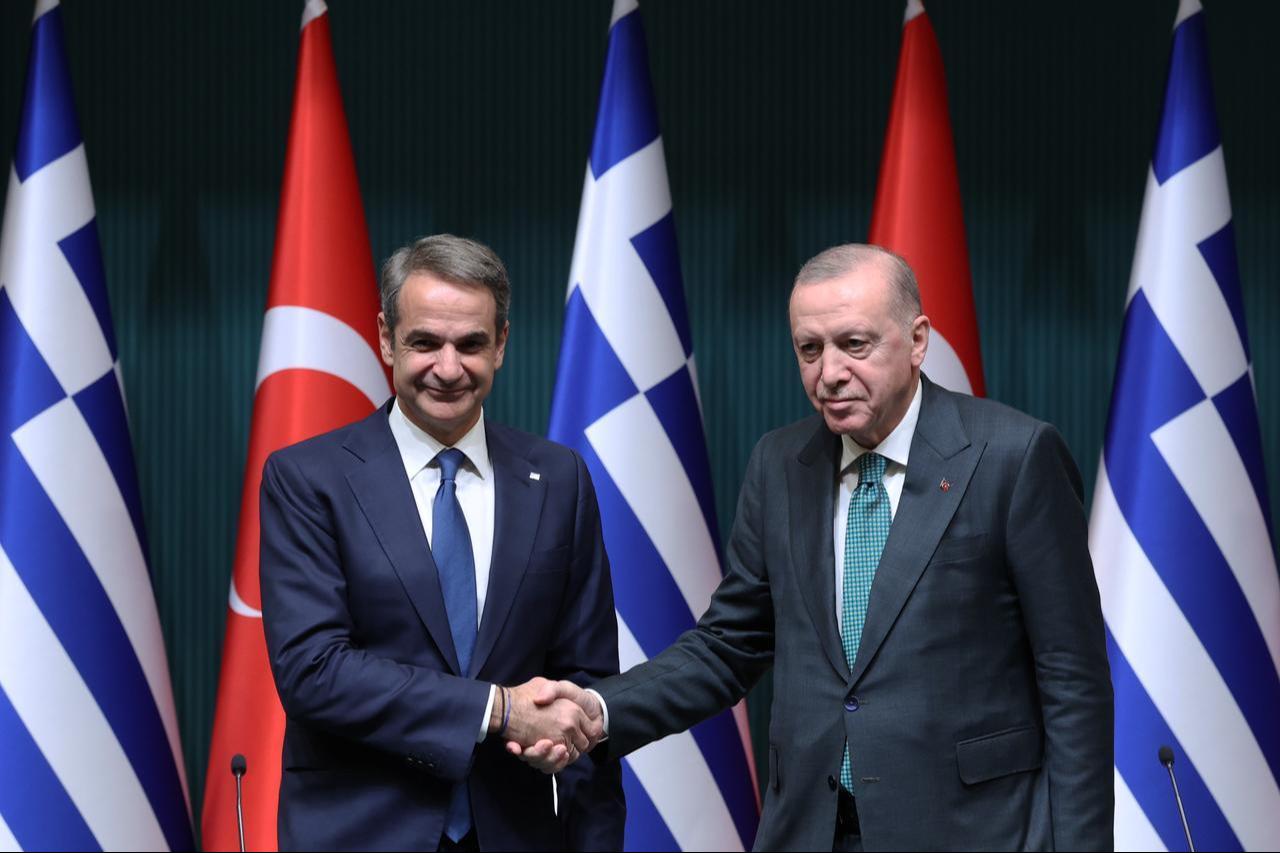 President Recep Tayyip Erdogan and Prime Minister of Greece, Kyriakos Mitsotakis attend signing ceremony after the sixth Meeting of Turkiye-Greece High-Level Cooperation Council at Presidential Complex in Ankara, Türkiye on Feb. 11, 2026. (AA Photo)