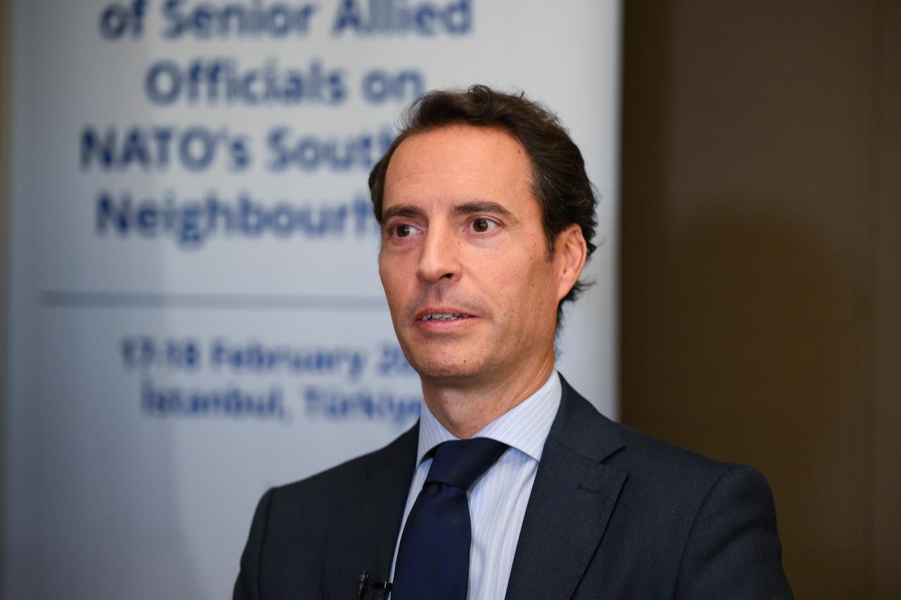 Javier Colomina, NATO Special Representative for the Southern Neighbourhood and Acting Assistant Secretary General for Political Affairs and Security Policy, is seen during an exclusive interview in Istanbul, Türkiye, February 18, 2026. (AA Photo)