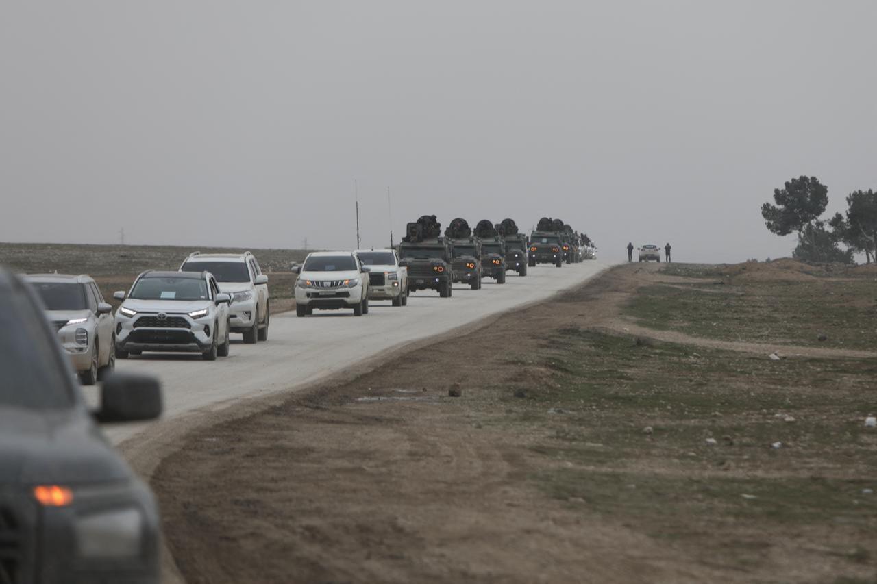 Syrian government internal security forces enter the northeastern Syrian city of Hasakah on February 2, 2026. (AFP Photo)