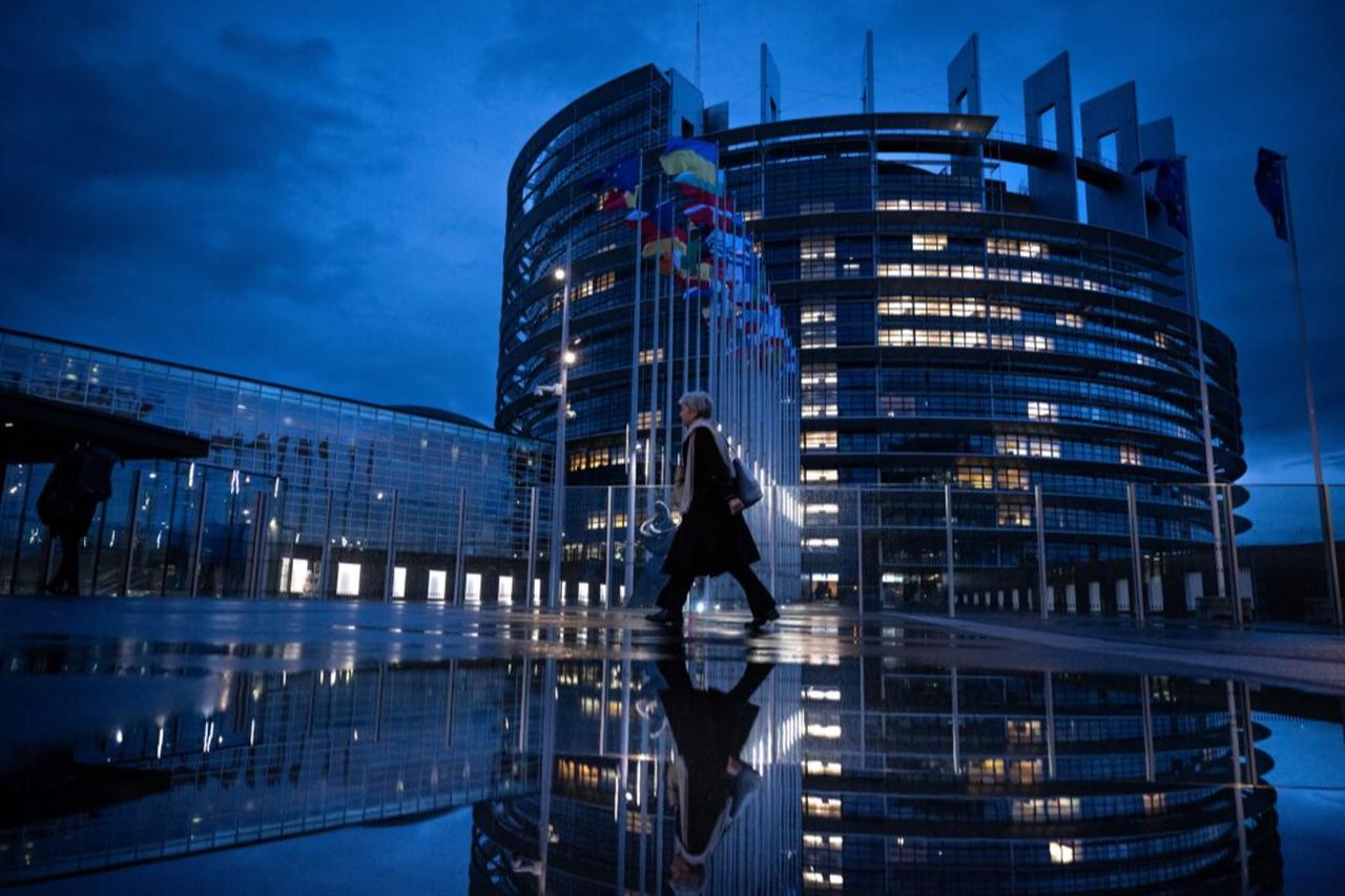 A person passes by the European Parliament building in Strasbourg, eastern France, December 19, 2024. (AFP Photo)