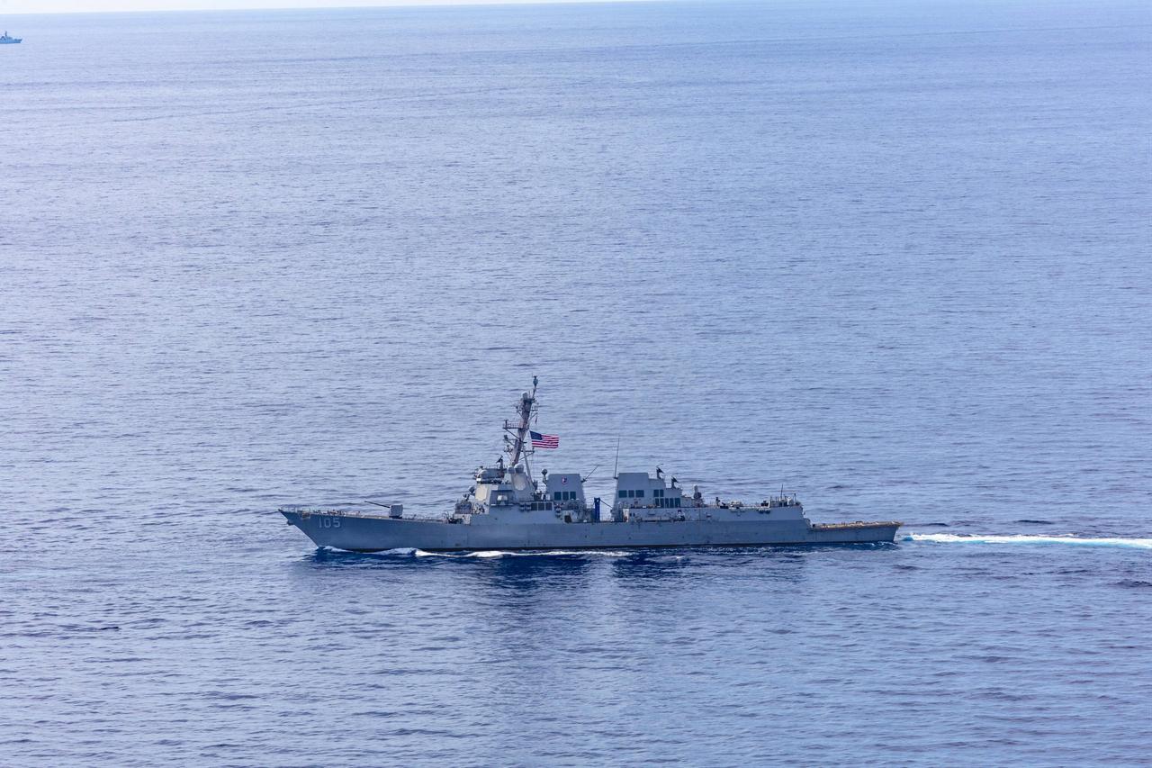U.S. Navy Arleigh Burke-class guided-missile destroyer USS Dewey (DDG 105) sails in the Philippines' Exclusive Economic Zone. (Photo via x/@USNavy)