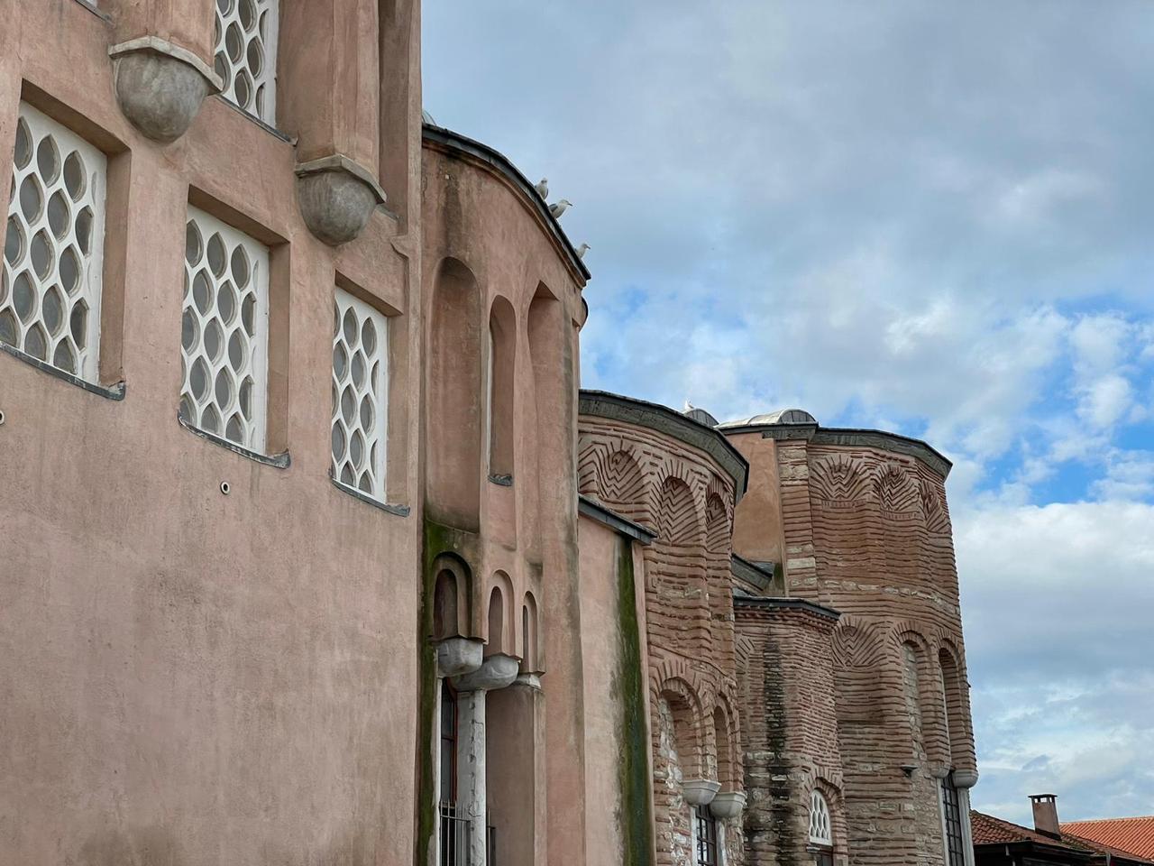 Exterior view of Molla Zeyrek Mosque in Istanbul’s historic Fatih district, showcasing Byzantine brickwork preserved through centuries of transformation, Türkiye, Feb. 17, 2026. (Photo by Koray Erdogan/Türkiye Today)