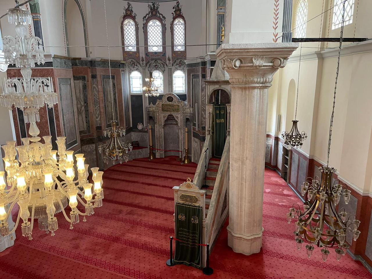 Interior view of Molla Zeyrek Mosque shows Ottoman-era prayer space integrated within the former Byzantine monastery structure in Istanbul, Türkiye, Feb. 17, 2026. (Photo by Koray Erdogan/Türkiye Today)
