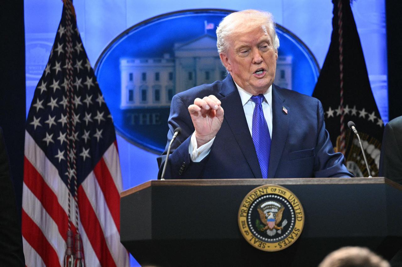US President Donald Trump speaks during a press conference in the Brady Press Briefing Room of the White House in Washington, DC, February 20, 2026. (AFP Photo)
