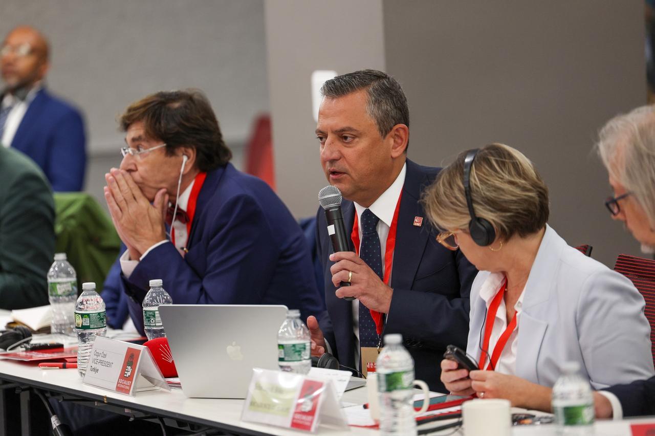 Main opposition leader Ozgur Ozel attended the Socialist International meeting, New York, September 25, 2024. (AA Photo)