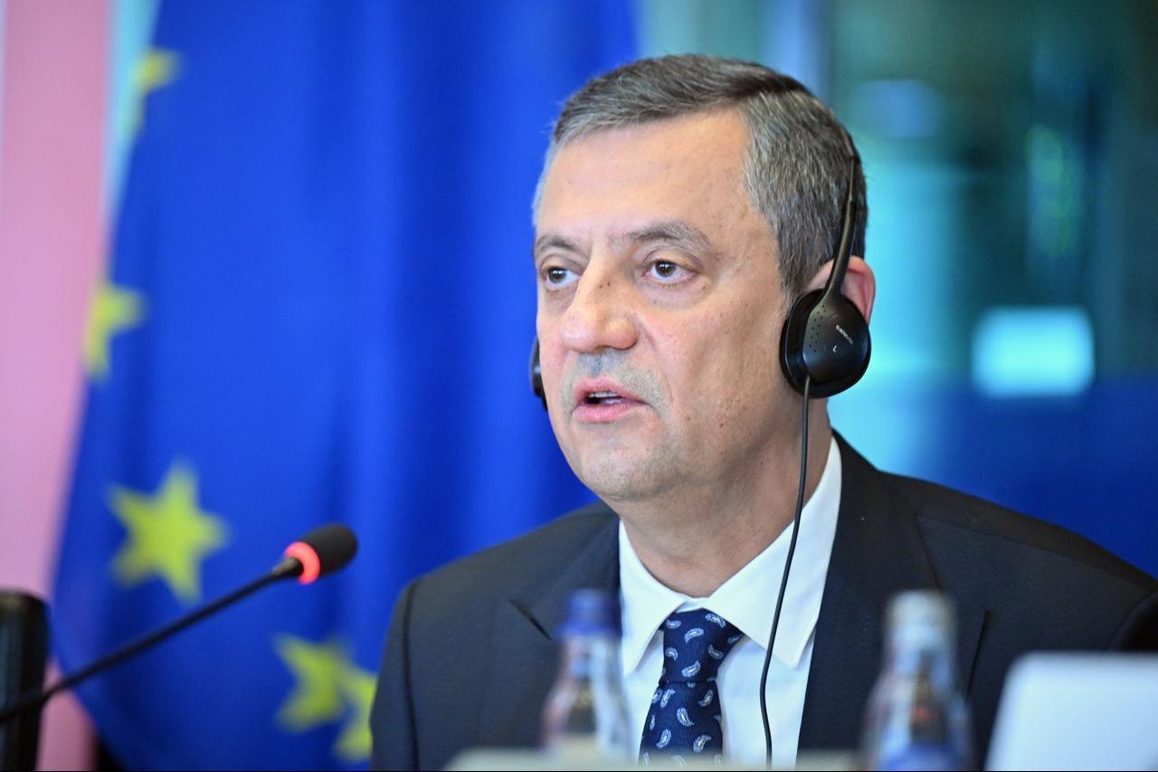 Turkish Republican People's Party (CHP) Chairman Ozgur Ozel speaks during the European Parliament Socialists and Democrats Group Meeting in Brussels, Belgium on March 5, 2025. (AA Photo)