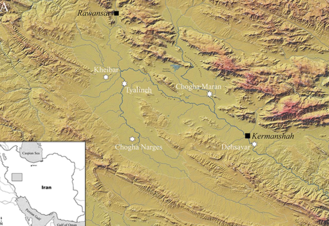 The location of Tapeh Tyalineh in Kermanshah, western Iran. (Image via Samran Asiabani)