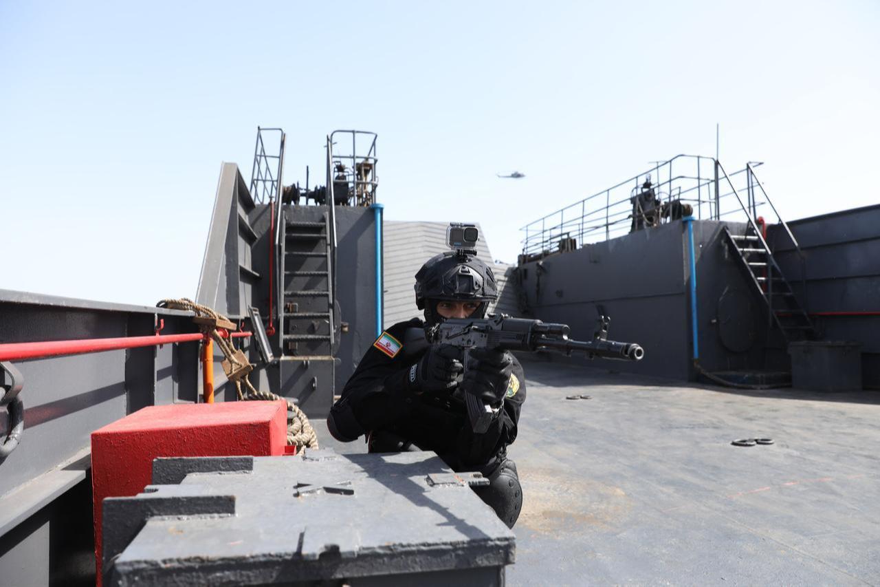 Iranian naval units during a joint naval drill held at the Port of Bandar Abbas near the Strait of Hormuz in Hormozgan, Iran, February 19, 2026. (Photo via Iranian Army/HO)