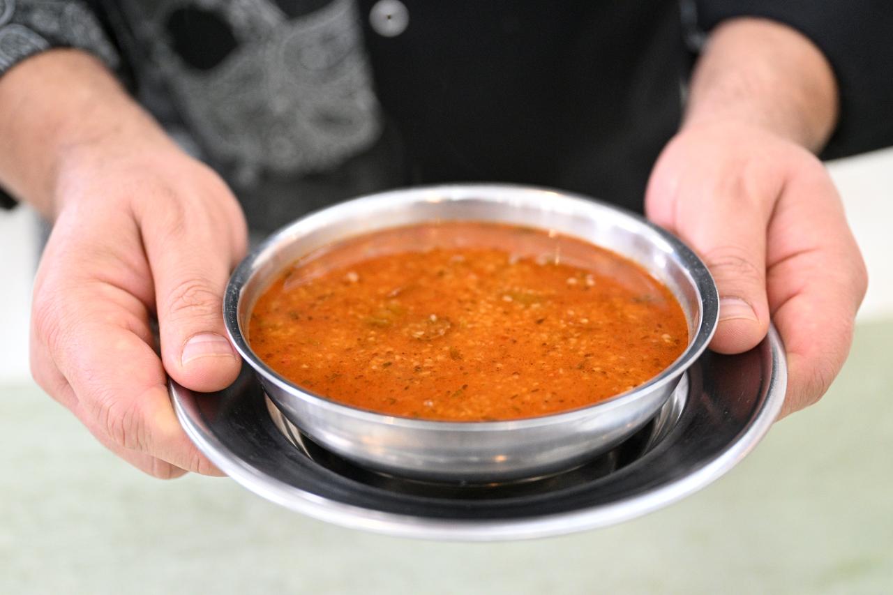 Wedding soup prepared with finely cracked wheat is served in Kayseri, Türkiye, Feb. 24, 2026. (AA Photo)