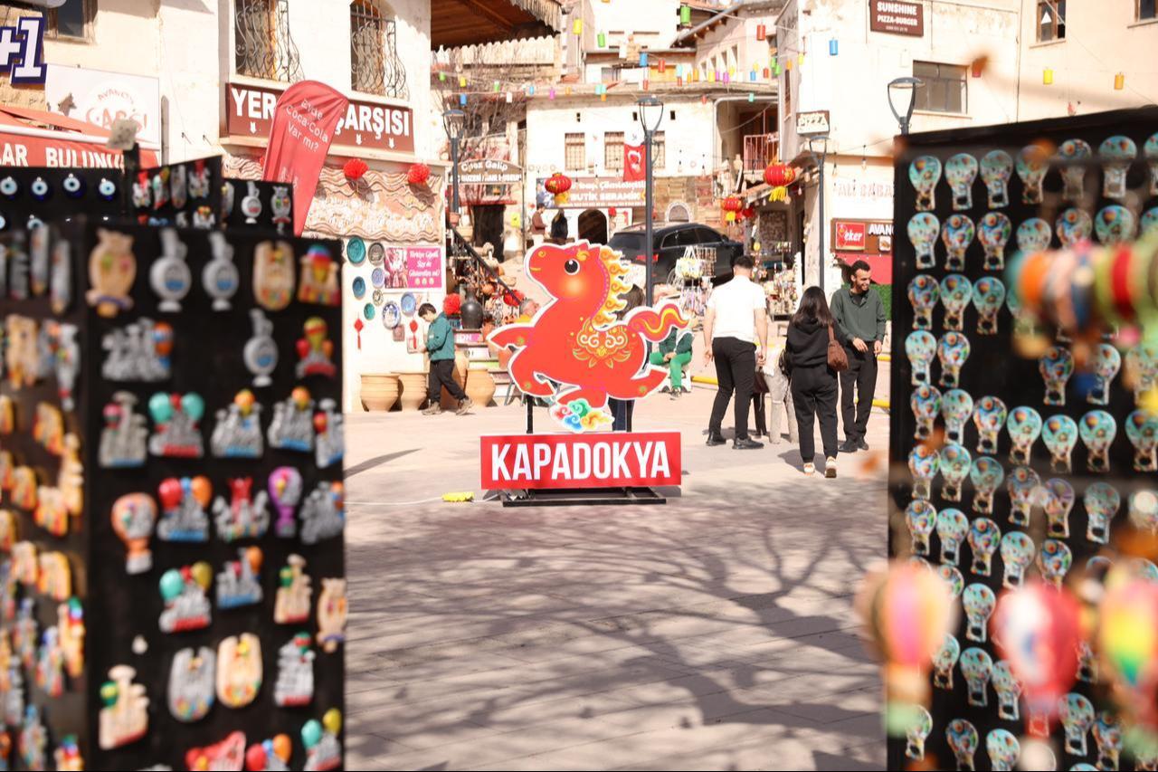 Decorations themed around the Chinese zodiac Year of the Horse are displayed in a market street in Cappadocia as part of tourism-focused celebrations aimed at welcoming Chinese visitors, Nevsehir, Türkiye, February 2026. (AA Photo)