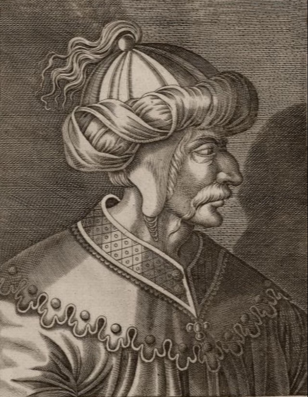 Engraved portrait of Isa Celebi, created by Artus Thomas Sieur d’Embry, 1632. (Image via Wikimedia)