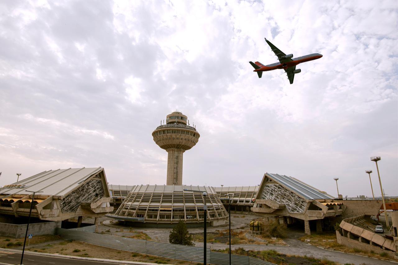 Exterior view of the former terminal tower at Zvartnots International Airport in Yerevan, Armenia, November 2017. (Adobe Stock Photo)