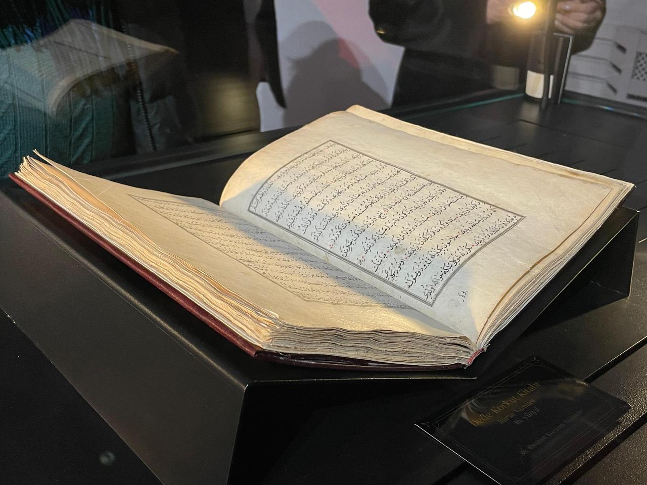 The original Bursa Manuscript of the Book of Dede Korkut is displayed at the Muradiye Manuscripts Museum in Bursa, Türkiye, Feb. 26, 2026. (Photo by Koray Erdogan/Türkiye Today)