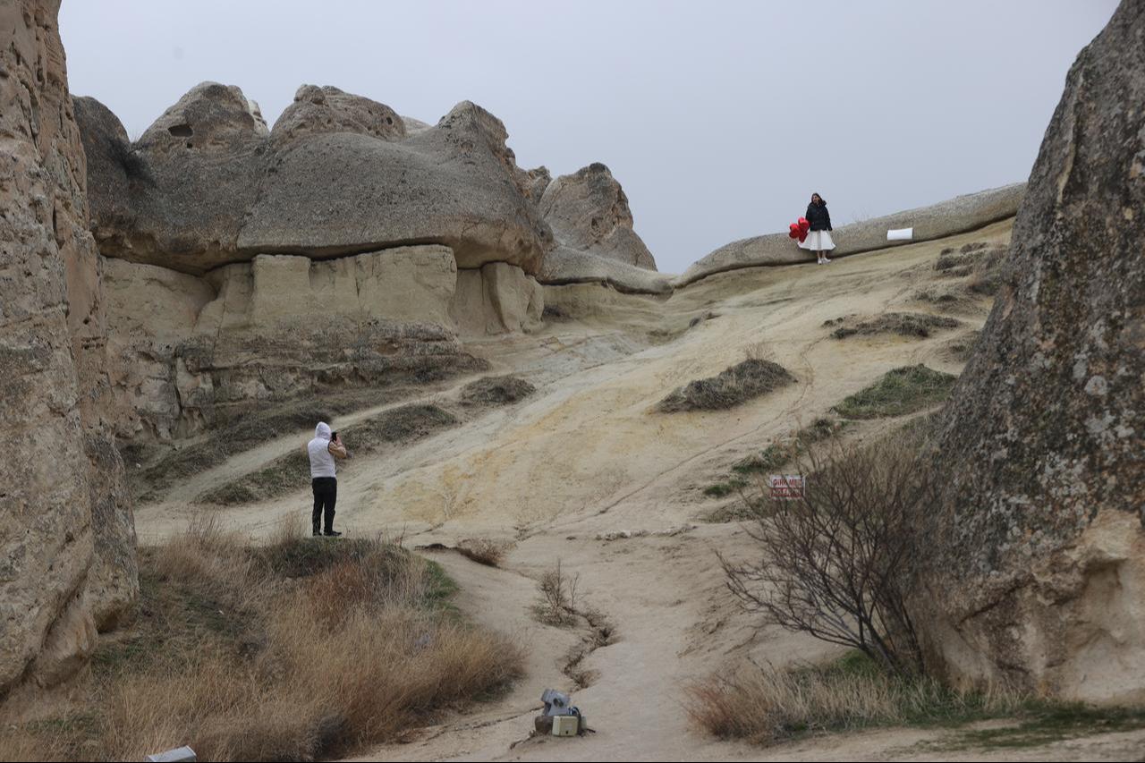 Visitors explore the Cappadocia’s most popular sites in 2025. Nevsehir, Türkiye, Feb. 17, 2026. (AA Photo)