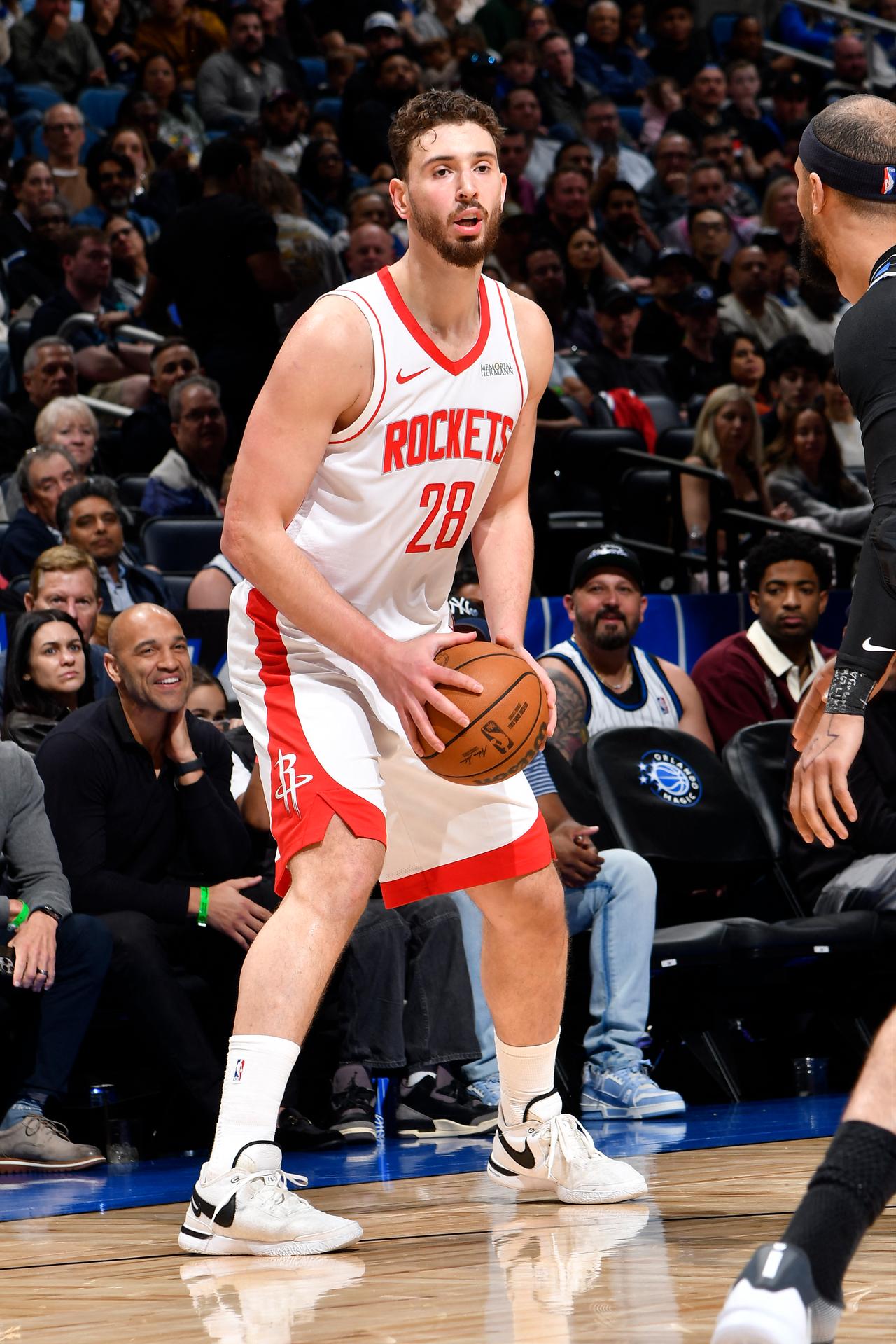 Alperen Sengun (#28) of the Houston Rockets dribbles the ball during game against the Orlando Magic at the Kia Center in Orlando, Florida, February 26, 2026. (AFP Photo)