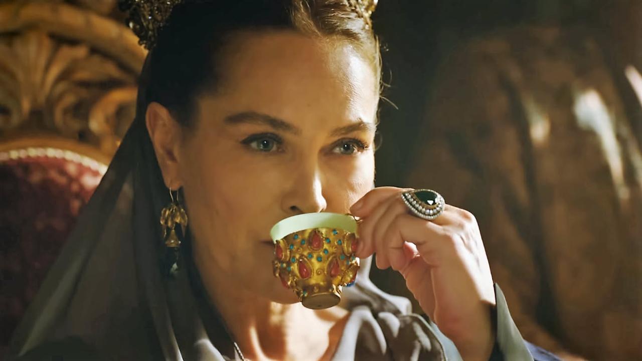 This image features the actress Hulya Avsar playing the historical figure Safiye Sultan in the Turkish television series 'Magnificent Century'.