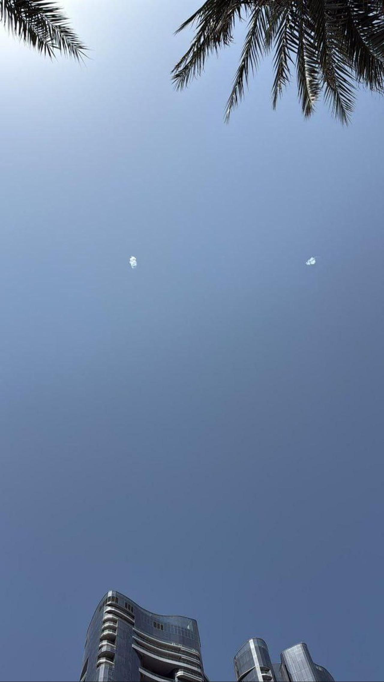 An explosion from the interceptor missiles over the United Arab Emirates (UAE), Feb. 28, 2026. (Photo via X)