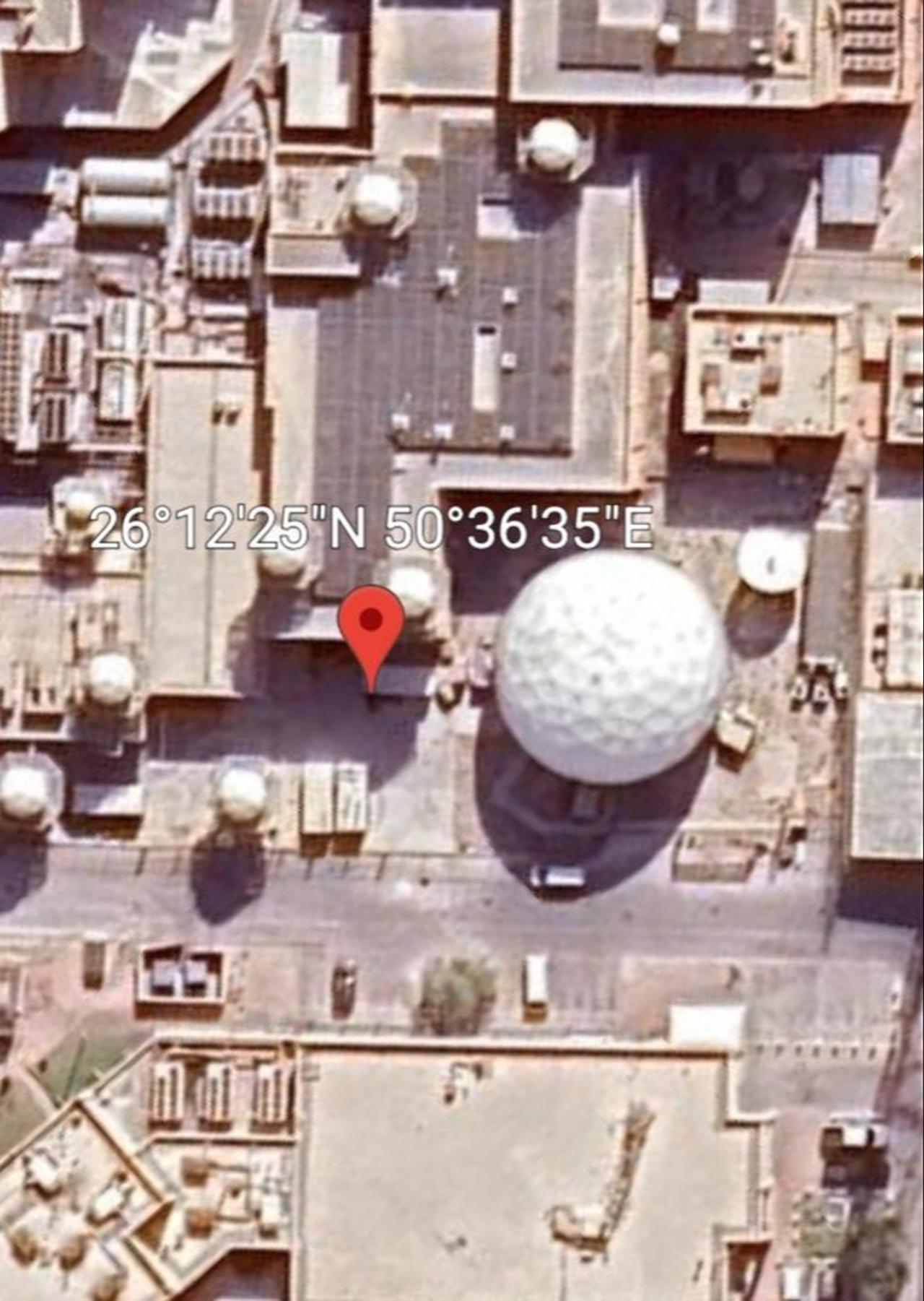 The location of the radar that got targeted by Iran at the US Navy's Fifth Fleet and the combined command of Commander Task Force 55 and Destroyer Squadron 50, based in Juffair. (Photo via X)