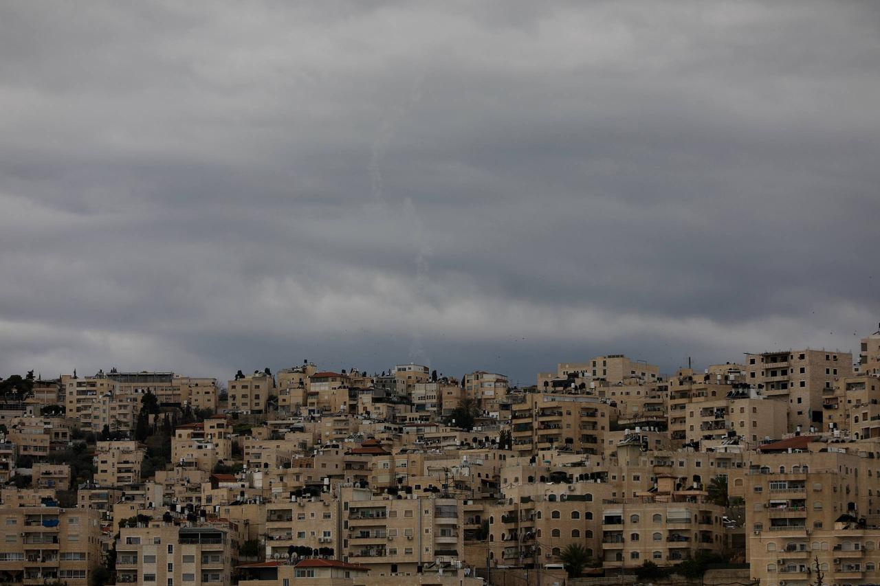 Israeli air defense systems intercept missiles in the skies over Jerusalem after the Israeli army announced it had detected a retaliatory missile attack launched from Iran, Feb. 28, 2026, in Jerusalem. (AA Photo)