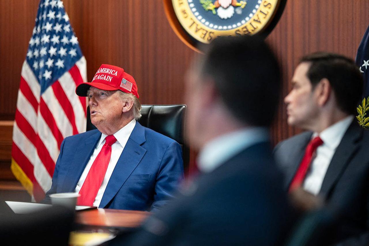 In a photo released by the White House via X, US President Donald Trump is seen in the Situation Room of the White House in Washington, DC on June 21, 2025. (Photo via White House / AFP)