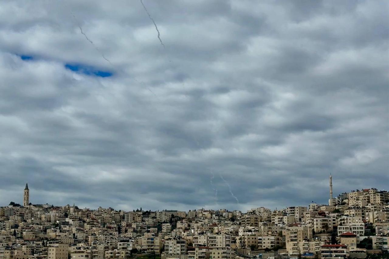 Israeli air defense systems intercepted and destroyed several missiles over the skies of Jerusalem, after the Israeli army announced that it had detected a retaliatory missile attack from Iran on Feb. 28, 2026. (AA Photo)