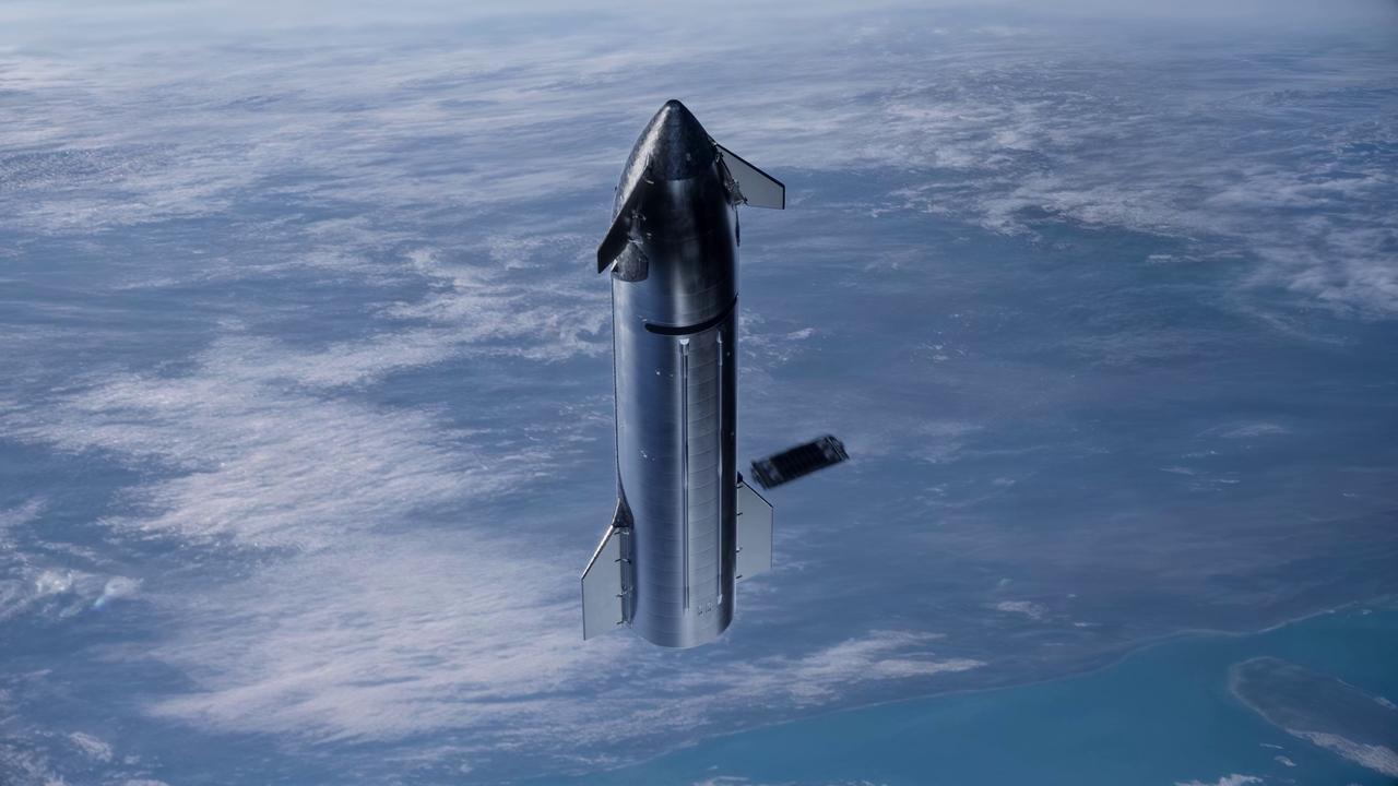 A SpaceX Starship vehicle is seen in low Earth orbit during a satellite deployment operation. (Photo via spacex.com)