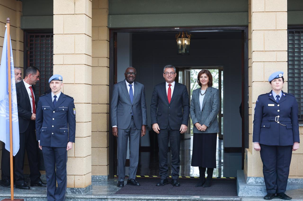 President of the Turkish Republic of Northern Cyprus (TRNC) Tufan Erhurman meets with Greek Cypriot Administration leader Nikos Christodoulides and the United Nations Secretary-General’s Personal Envoy on Cyprus, Maria Angela Holguin Cuellar in Lefkosa, TRNC on January 28, 2026. (AA Photo)