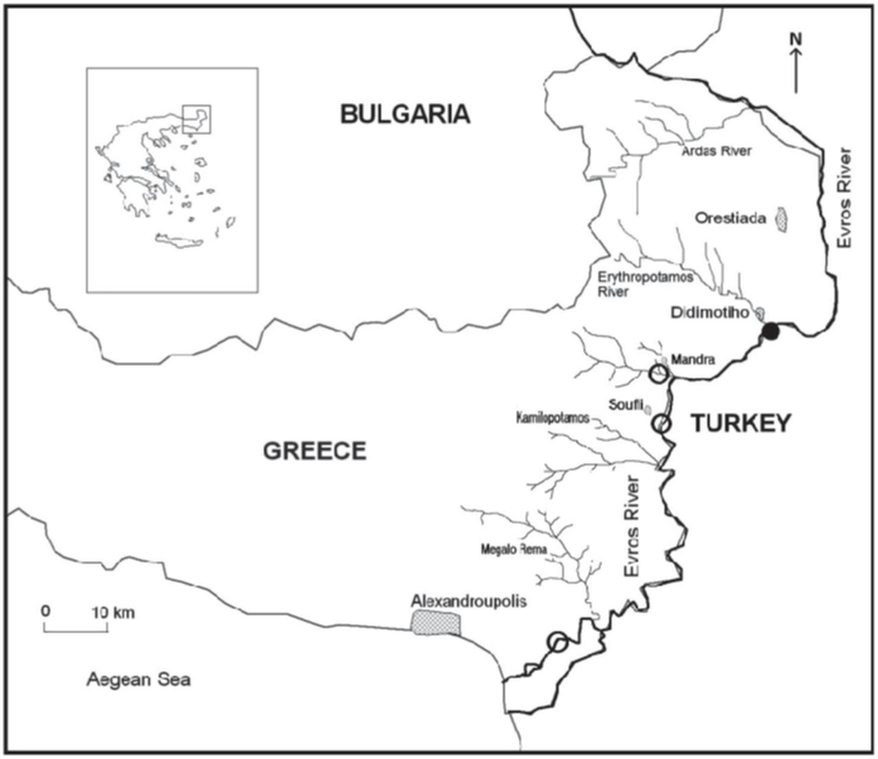 Map of the Evros region in northeastern Greece, showing Alexandroupoli and key border towns along the Türkiye frontier, accessed on February 4, 2026. (Photo via ResearchGate)