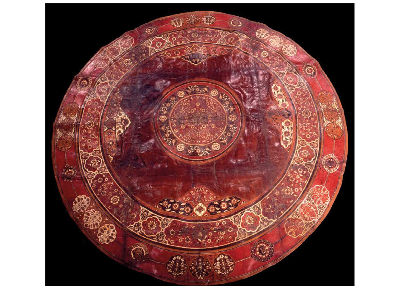 A sixteenth century leather sofra from the Topkapi Palace collection in Istanbul, one of the very few surviving examples comparable to the Ravenna piece. (Image via Elisa Emaldi/Associazione Iasos di Caria Bulletin)