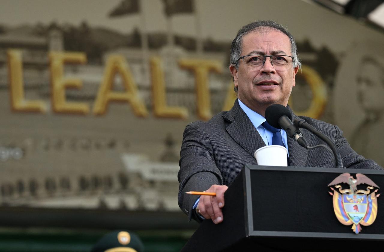 Colombian President Gustavo Petro delivers a speech during a military ceremony at the Military School of Cadets General Jose Maria Cordova in Bogota, Colombia on May 31, 2024. (AFP Photo)