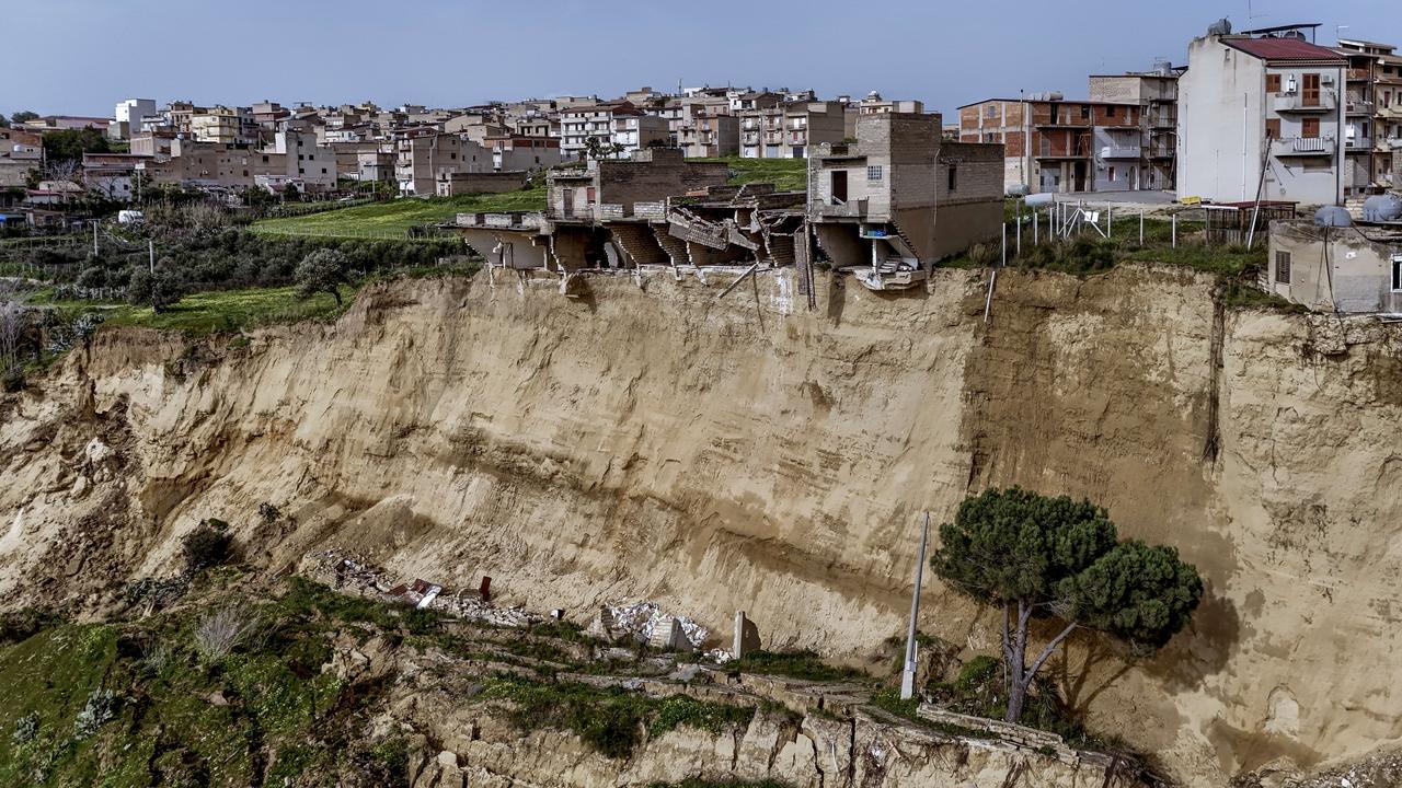 Aftermath of a massive landslide as the Italian army, firefighters and civil protection volunteers work together on the scene in Niscemi, Sicily, Italy, to provide security measures in the city, Feb. 3, 2026. (AA Photo)