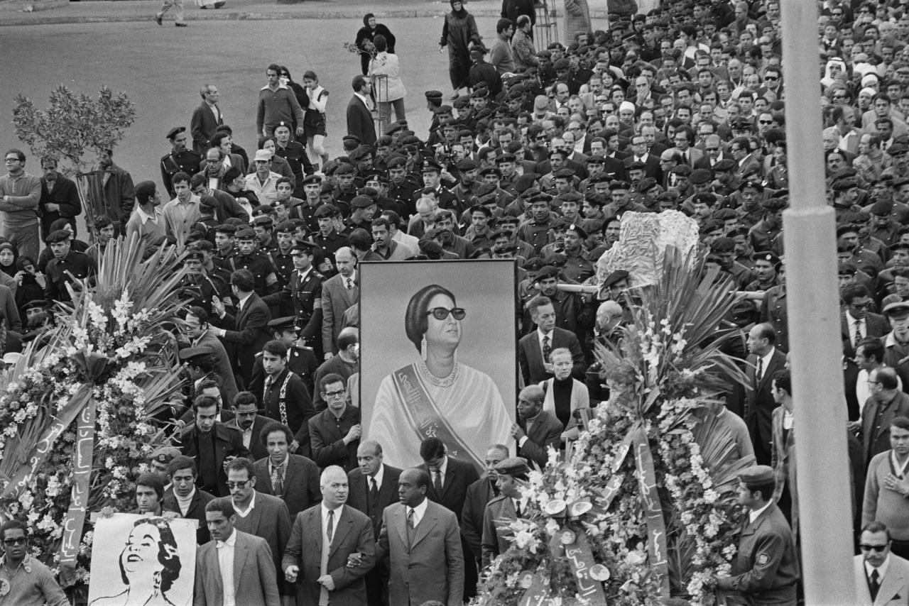 The funeral procession for Umm Kulthum in 1975, attended by four million, was the largest gathering in Egypt's history. (Photo via Wikimedia)