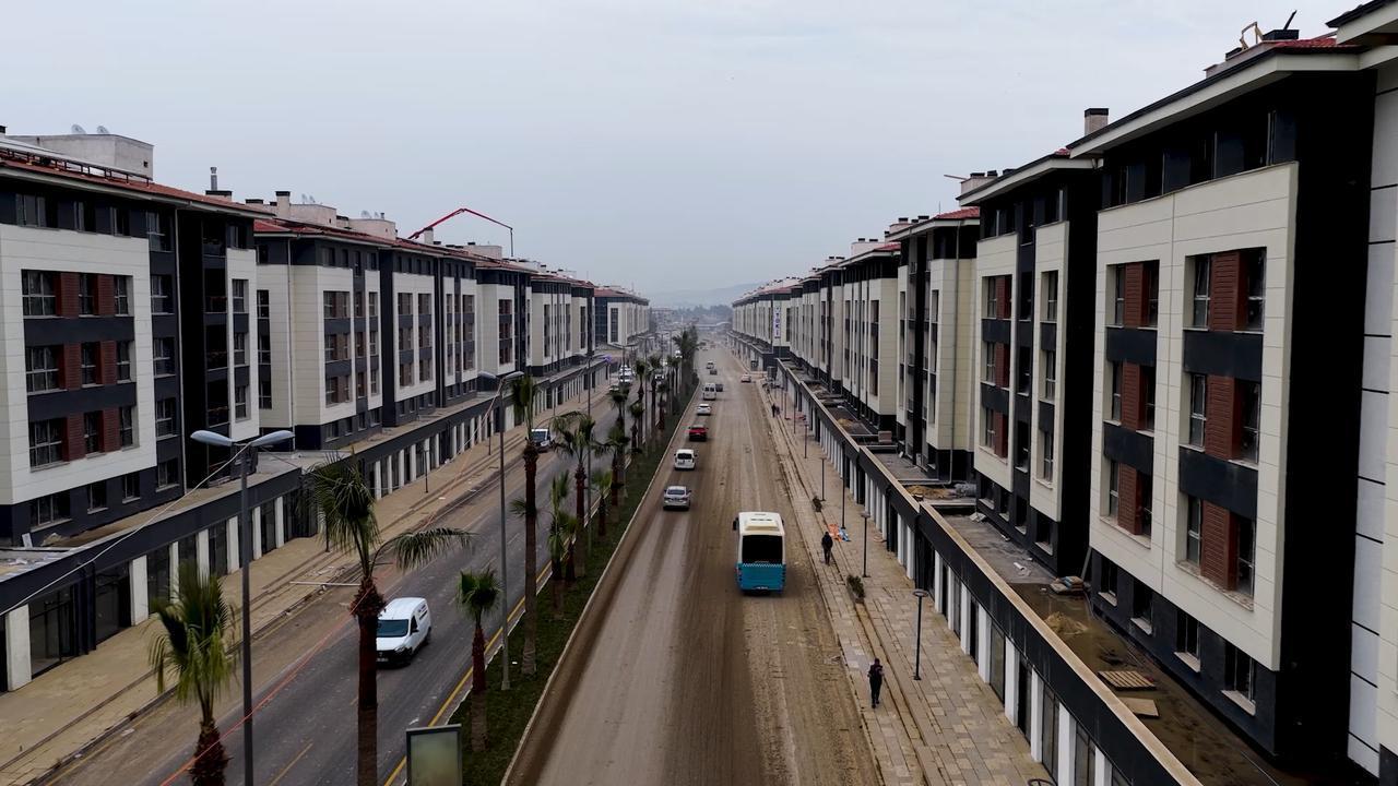 A rebuilt avenue stretches through Antakya, where new apartment blocks line a corridor once marked by widespread collapse, February 5, 2026. (AA Photo)