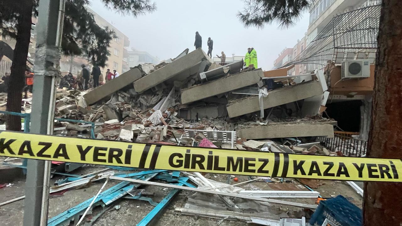 A view of collapsed building after the earthquake, Sanliurfa, Türkiye, February 6, 2023. (AA Photo)