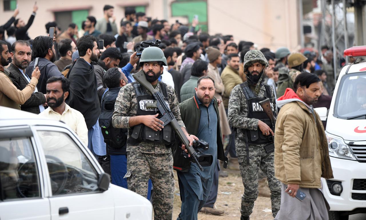 Security forces are seen at the site of a suicide attack at a Imam Bargah (a Shite mosque) during the weekly Friday prayers in Islamabad, Pakistan, on February 06, 2026. (AA Photo)