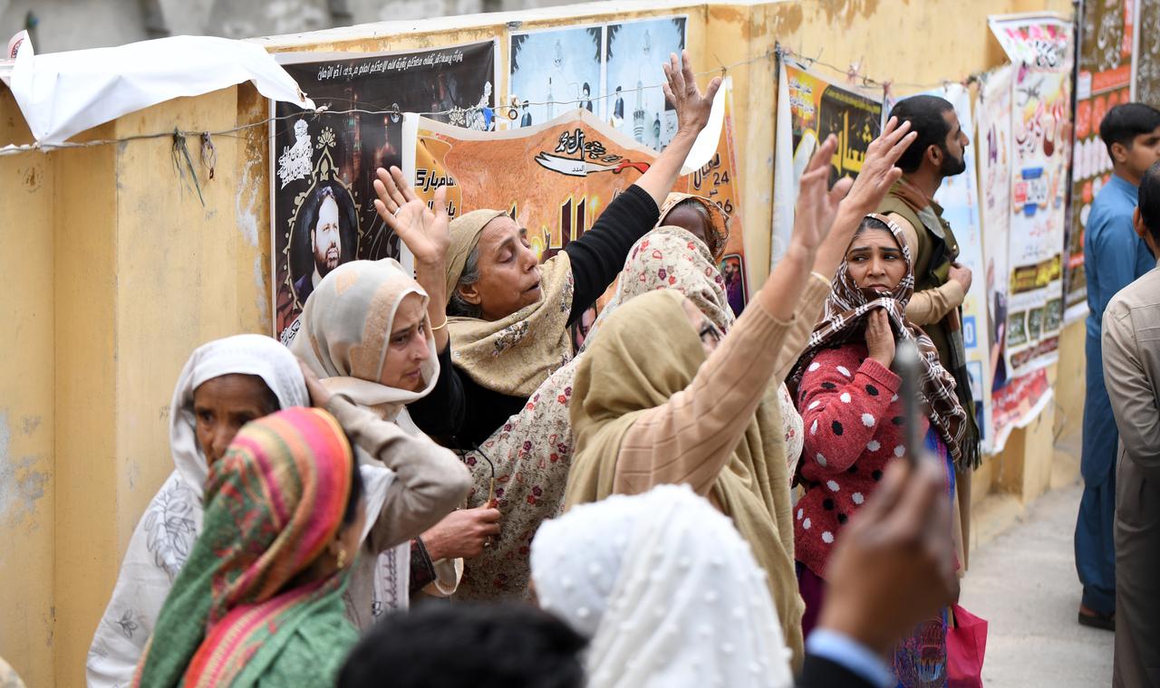 People mourn over the deaths of their loved ones killed in a suicide attack at a Imam Bargah (a Shite mosque) during the weekly Friday prayers in Islamabad, Pakistan, on February 06, 2026. (AA Photo)