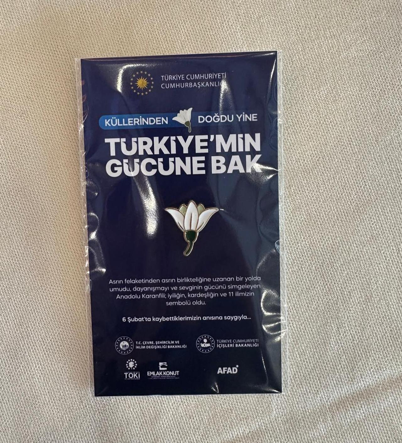 A commemorative carnation symbolizing solidarity and resilience featured on a poster, Feb. 4, 2026. (Türkiye Today Photo)