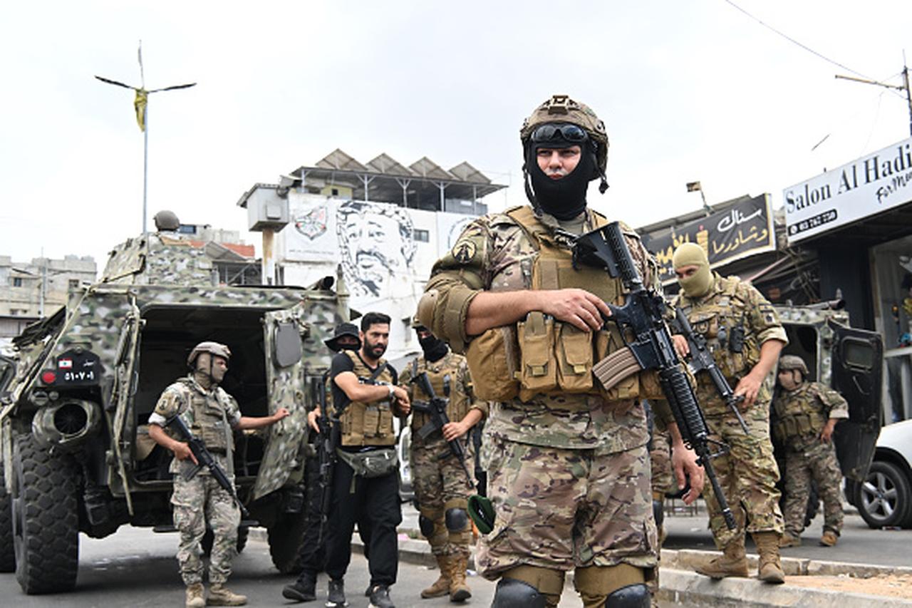 The Lebanese army makes preparations, under tight security measures, for the weapon handover at the Burj el-Barajneh Refugee Camp in Beirut, Lebanon, Aug. 29, 2025. (AA Photo)