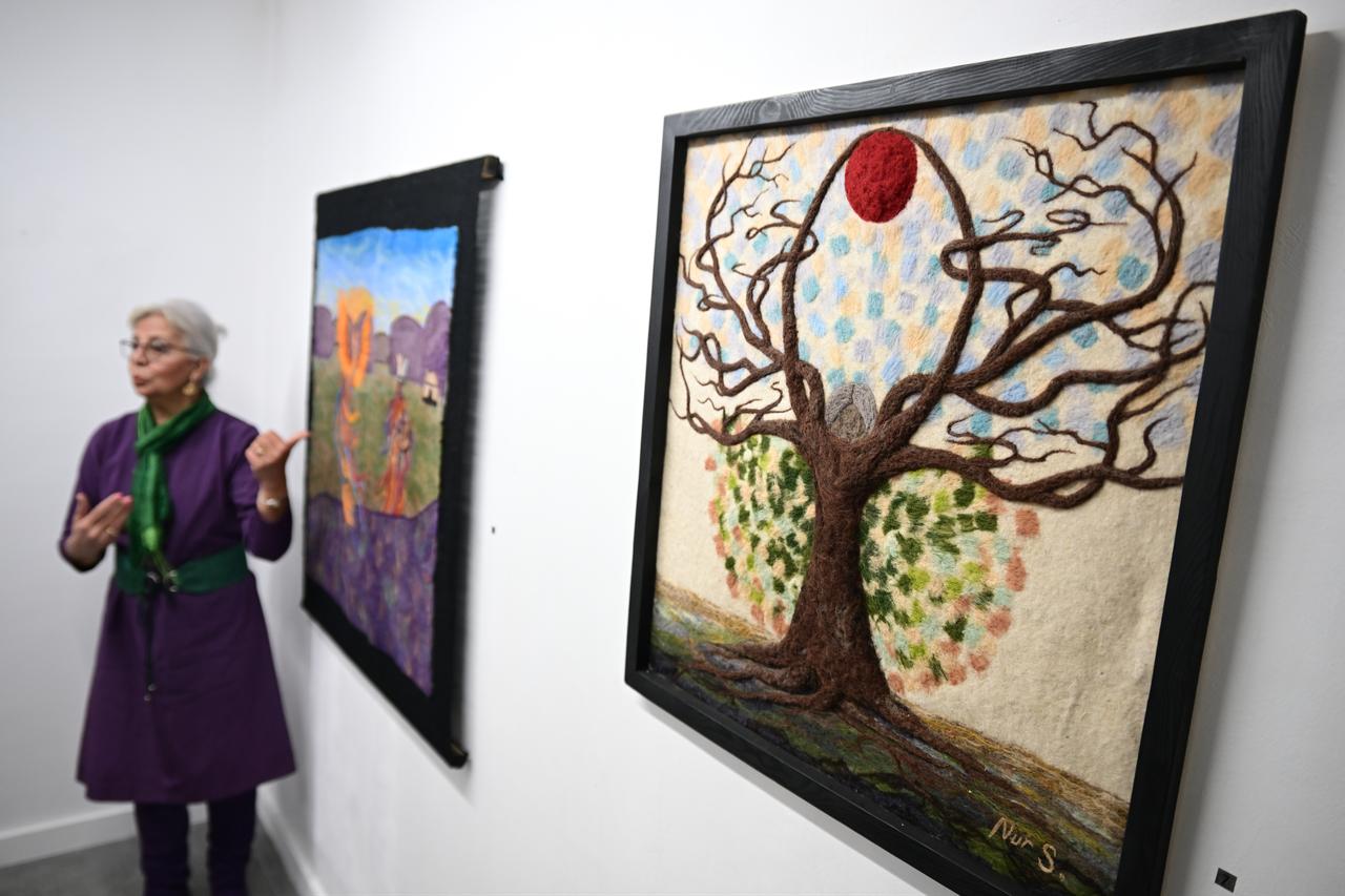 The project bridges archaeological heritage and traditional craftmanship by transferring petroglyph imagery onto felt surfaces. (AA Photo)