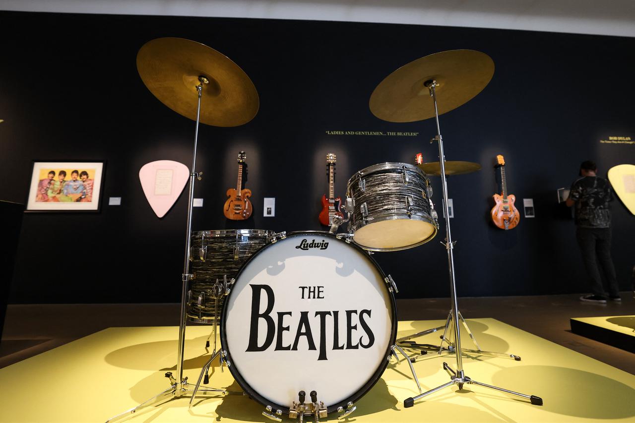 Ringo Starr’s first Ludwig drum kit is pictured during a press preview of The Jim Irsay Collection at Christie’s in Beverly Hills, Los Angeles, February 5, 2026. (AFP Photo)