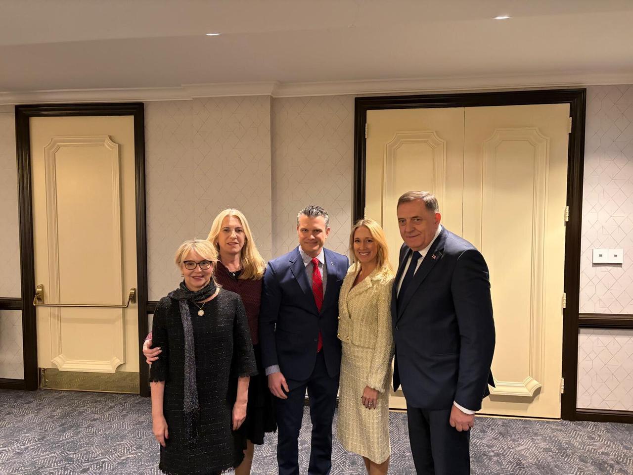 Photo shows Milorad Dodik meeting with U.S. Secretary of Defense Pete Hegseth in Washington DC, accessed on Feb. 7, 2026. (Photo via X/@MiloradDodik)