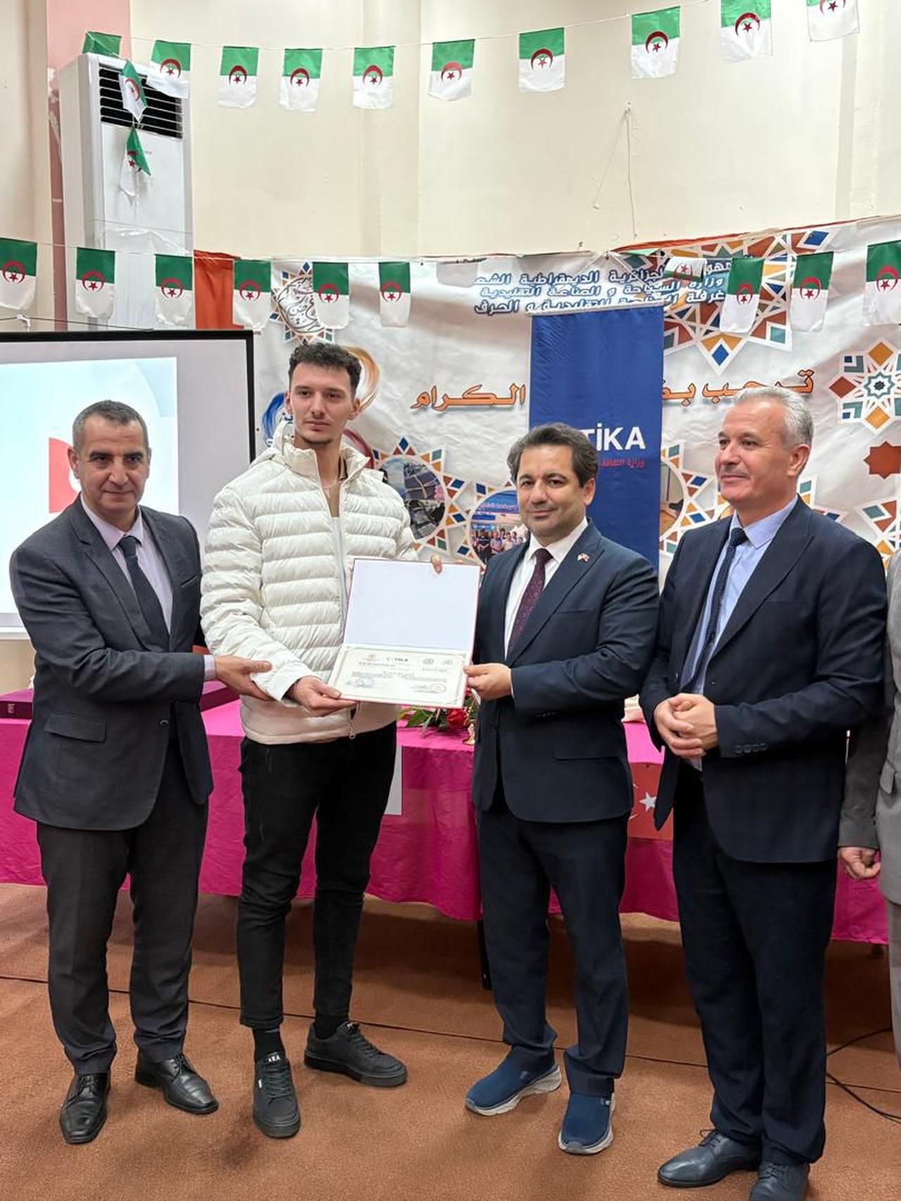 Türkiye’s Ambassador to Algeria, Muhammet Mücahit Küçükyılmaz, at the ceremony of the Turkish Cooperation and Coordination Agency (TİKA), a “Medicinal and Aromatic Oils Distillation Workshop” established in Algeria, February 6, 2026. (AA Photo)