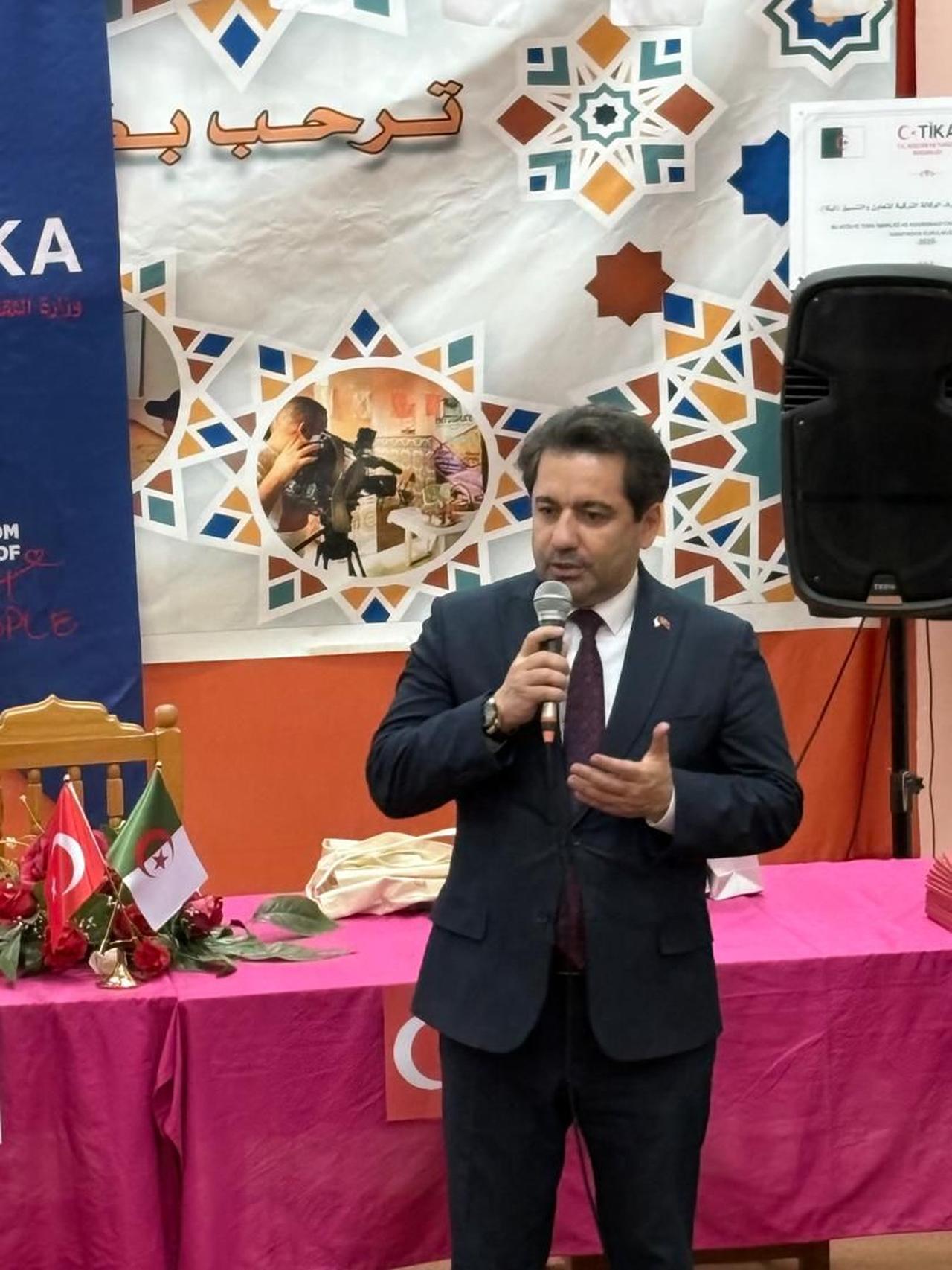 Türkiye’s Ambassador to Algeria, Muhammet Mücahit Küçükyılmaz, at the ceremony of the Turkish Cooperation and Coordination Agency (TİKA), a “Medicinal and Aromatic Oils Distillation Workshop” established in Algeria, February 6, 2026. (AA Photo)