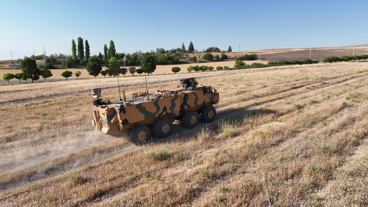 The PARS 8x8 Scout CBRN Reconnaissance Vehicle showcases its capabilities at an undisclosed time and location. (Photo via X/@FNSS_Savunma)