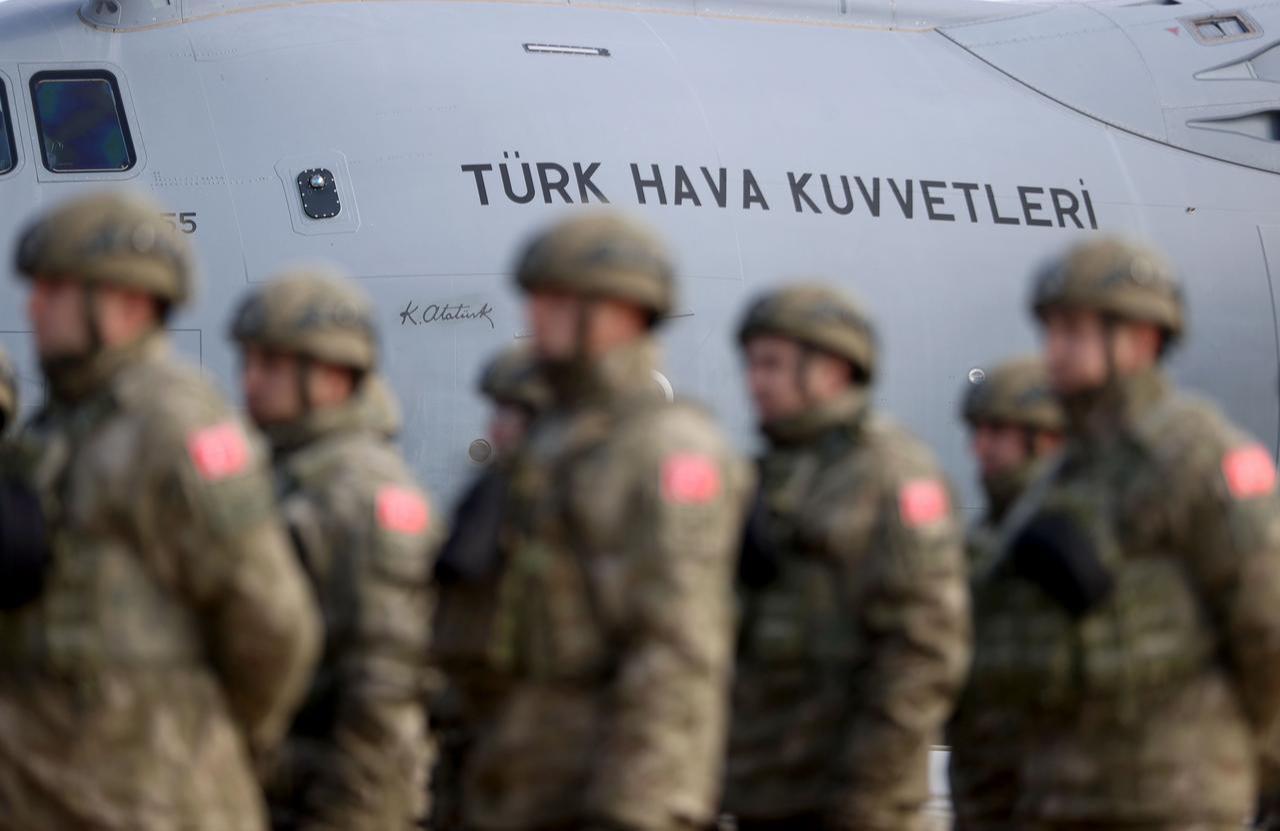 Troops of the 66th Mechanized Infantry Brigade Command during a ceremony before departing for Germany as part of NATO exercise Steadfast Dart 2026 in Tekirdag, Feb. 7, 2026. (AA Photo)