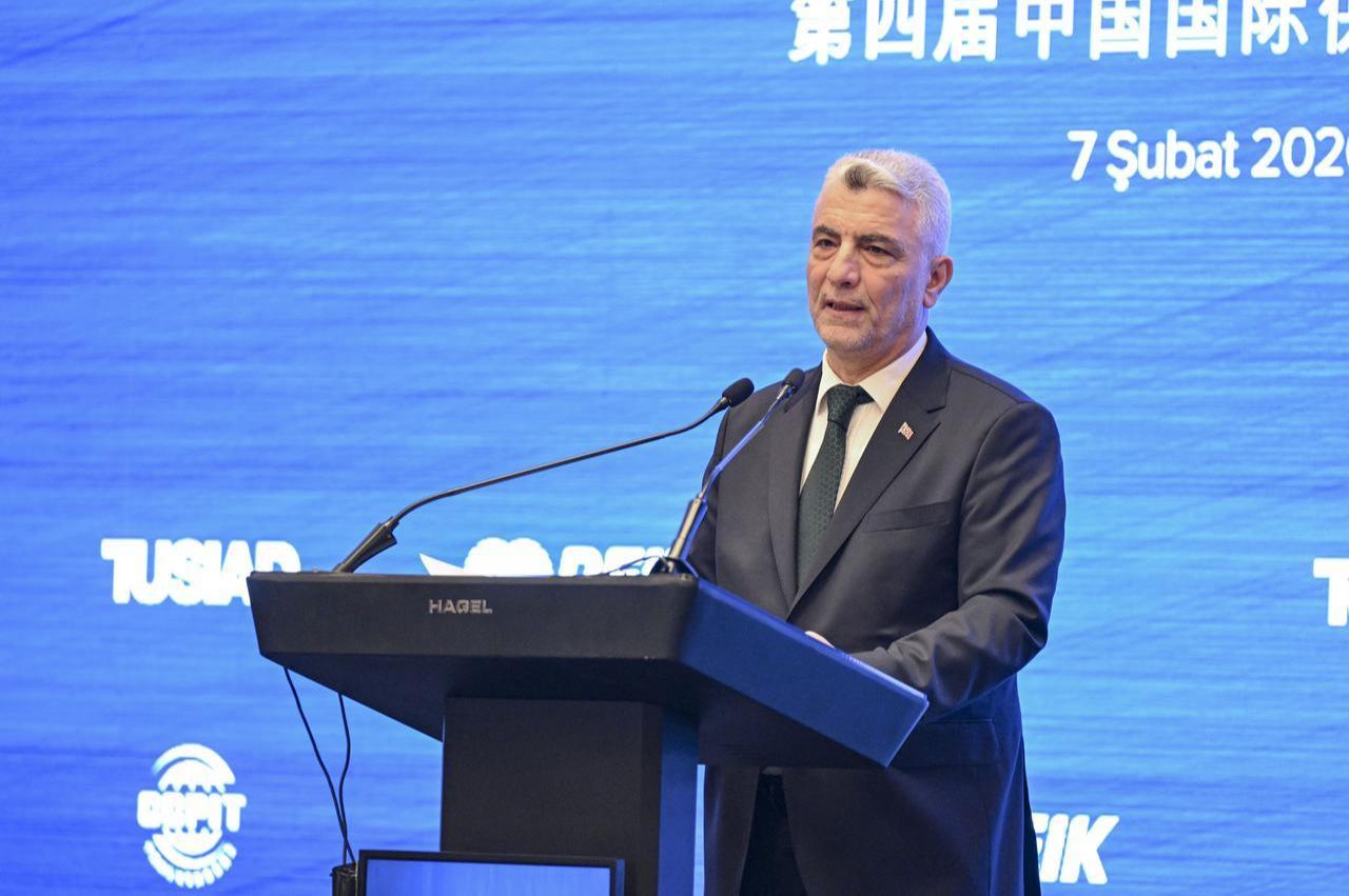 Trade Minister Omer Bolat speaks at the Türkiye–China Business Conference in Istanbul, Feb. 7, 2026. (AA Photo)