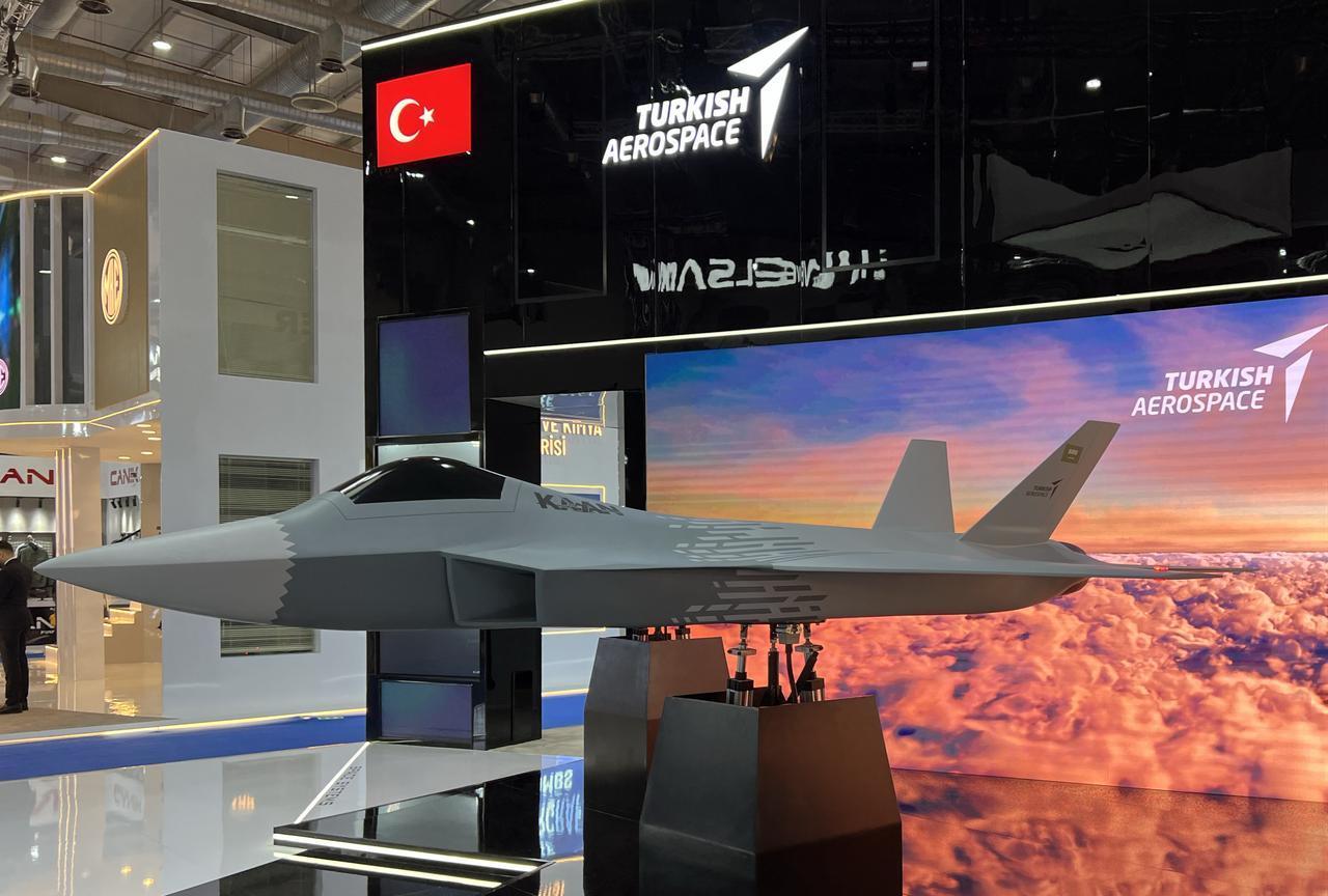 Turkish Aerospace Industries (TAI) displays the National Combat Aircraft KAAN at the World Defense Show in Saudi Arabia, Feb. 8, 2026. (AA Photo)